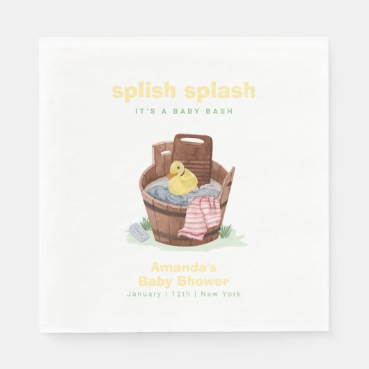 Splish Splash Wastobad Rubber Eend Baby Borrel Servet (Voorkant)