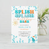 Splish Splash Water Party Kind is jarig Kaart (Staand voorkant)