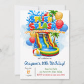 Splish Splash Waterglijbaan Verjaardag | Springhui Kaart (Voorkant)