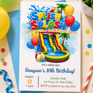 Splish Splash Waterglijbaan Verjaardag   Springhui Kaart
