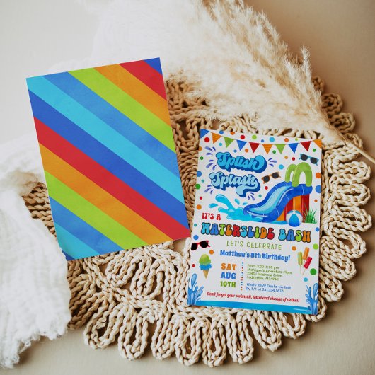 Splish Splash Waterslide Bash Jongen Verjaardag Kaart