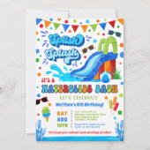 Splish Splash Waterslide Bash Jongen Verjaardag Kaart (Voorkant)