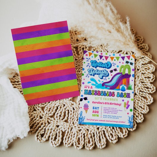 Splish Splash Waterslide Bash Meisje Verjaardag Kaart