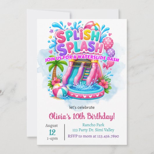 Splish Splash Waterslide Birthday | Bounce House Kaart (Voorkant)