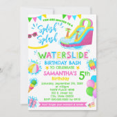 Splish Splash Waterslide Verjaardag Pink Pool Part Kaart (Voorkant)