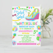 Splish Splash Waterslide Verjaardag Pink Pool Part Kaart (Staand voorkant)