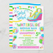 Splish Splash Waterslide Verjaardag Pink Pool Part Kaart (Voorkant / Achterkant)