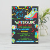 Splish Splash Waterslide Verjaardag Primaire kleur Kaart (Staand voorkant)