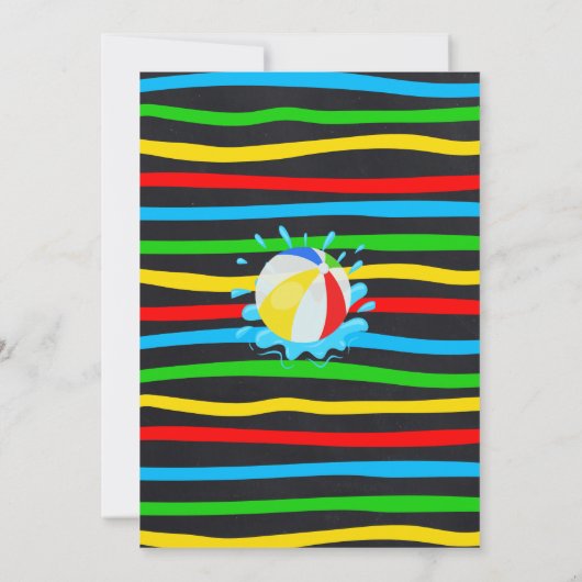 Splish Splash Waterslide Verjaardag Primaire kleur Kaart (Achterkant)