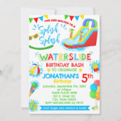 Splish Splash Waterslide Verjaardag Primaire kleur Kaart (Voorkant)