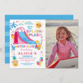 Splish Splash Waterslide Verjaardagsfeestfoto Kaart (Voorkant / Achterkant)