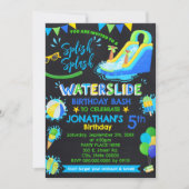 Splish Splash Waterslide Verjaardagsfeestje Blauw  Kaart (Voorkant)