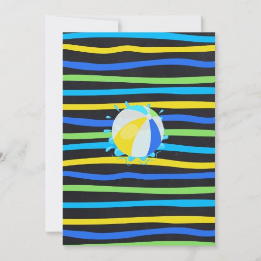 Splish Splash Waterslide Verjaardagsfeestje Blauw  Kaart (Achterkant)