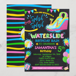 Splish Splash Waterslide Verjaardagsfeestje school Kaart