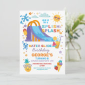 Splish Splash Waterslide Verjaardagsfeestje Zon Kaart (Staand voorkant)