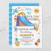 Splish Splash Waterslide Verjaardagsfeestje Zon Kaart (Voorkant / Achterkant)