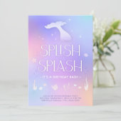 Splish Splash Whimsical Sparkly Zeemeermin Verjaar Kaart (Staand voorkant)