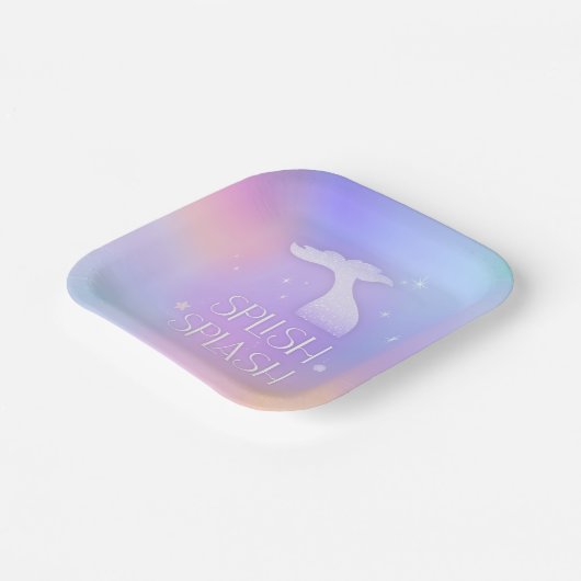 Splish Splash Whimsical Sparkly Zeemeermin Verjaar Papieren Bordje (Gebogen)