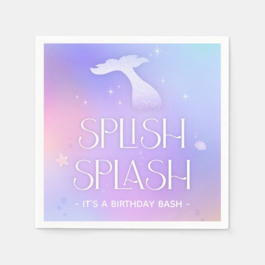 Splish Splash Whimsical Sparkly Zeemeermin Verjaar Servet (Voorkant)