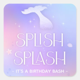 Splish Splash Whimsical Sparkly Zeemeermin Verjaar Vierkante Sticker