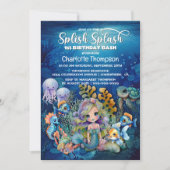 Splish Splash Zeemeermin 1e Verjaardag Bash Kaart (Voorkant)