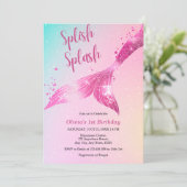 Splish Splash Zeemeermin Baby Meisje 1e verjaardag Kaart (Staand voorkant)