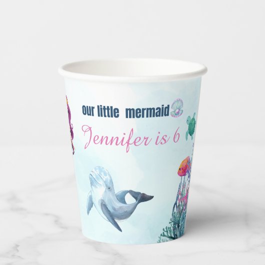 Splish Splash Zeemeermin Bash Elke Leeftijd Meisje Papieren Bekers (Achterkant)