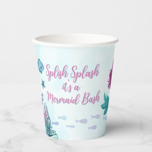 Splish Splash Zeemeermin Bash Elke Leeftijd Meisje Papieren Bekers (Voorkant)