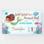 Splish Splash Zeemeermin Bash Meisjes 1e Verjaarda Spandoek (Horizontaal)