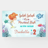 Splish Splash Zeemeermin Bash Meisjes 2e verjaarda Spandoek (Horizontaal)