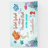 Splish Splash Zeemeermin Bash Meisjes 2e verjaarda Spandoek (Verticaal)