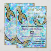 Splish Splash Zeemeermin Bash Pool Party Verjaarda Kaart (Voorkant / Achterkant)