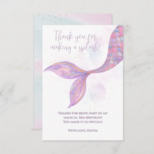 Splish Splash Zeemeermin Bedankt Card (Voorkant / Achterkant)