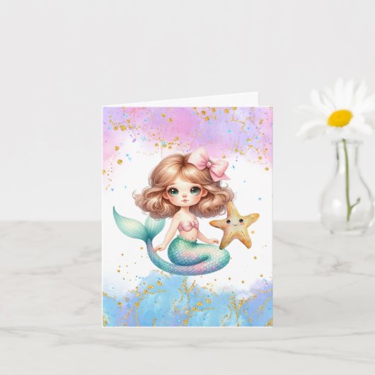 Splish Splash Zeemeermin Feest Dankkaarten Kaart (Kleine Plant)
