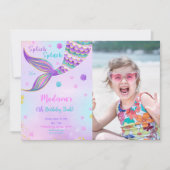 splish splash zeemeermin foto uitnodiging (Voorkant)