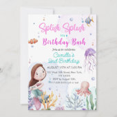 Splish Splash Zeemeermin Meisje 2e Verjaardagsfees Kaart (Voorkant)