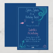 splish splash zeemeermin meisje zwembad feest kaart (Voorkant / Achterkant)