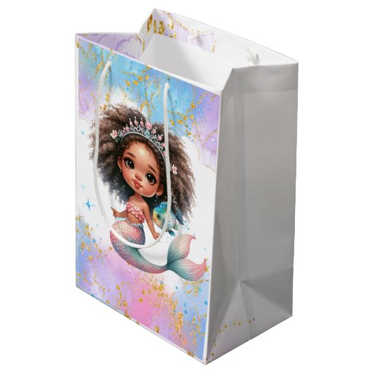 Splish Splash Zeemeermin Party Gewone Gift Bag Medium Cadeauzakje (Achterkant Gekanteld)
