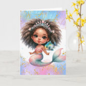 Splish Splash Zeemeermin Party Gewone Verjaardag K Kaart (Gele Bloem)