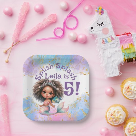 Splish Splash Zeemeermin Party Papier Borden Papieren Bordje (Feest)