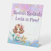 Splish Splash Zeemeermin Party Sign Reclamebord Met Voetstuk (Voorkant)