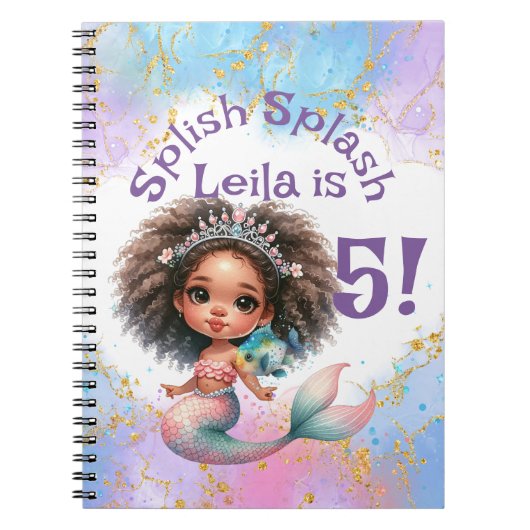 Splish Splash Zeemeermin Party Verjaardagsgeheugen Notitieboek (Voorkant)