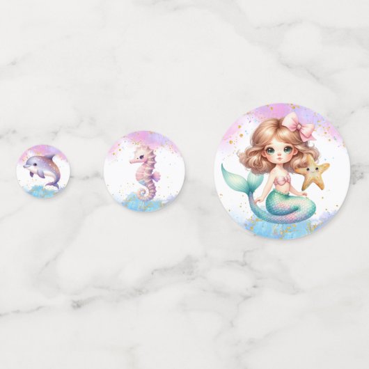 Splish Splash Zeemeermin Plain Party Table Confett Confetti (Achterkanten)