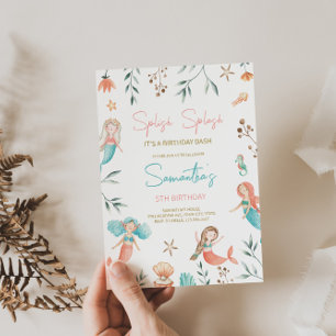 'Splish Splash' Zeemeermin Uitnodiging voor verjaa