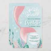 Splish Splash Zeemeermin Verjaardag onder het Zee  Kaart (Voorkant / Achterkant)