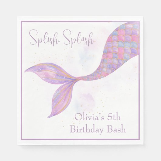 Splish Splash Zeemeermin Verjaardag servetten (Voorkant)