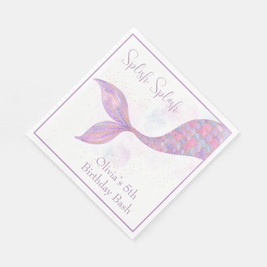 Splish Splash Zeemeermin Verjaardag servetten (Hoek)