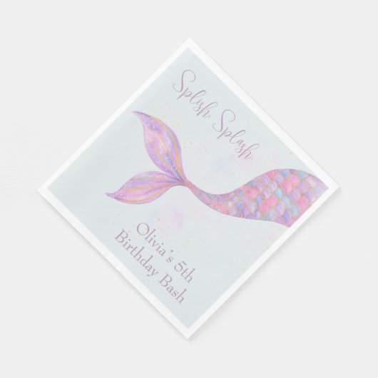 Splish Splash Zeemeermin Verjaardag servetten (Hoek)