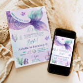 Splish Splash Zeemeermin verjaardag zwembad feest Kaart