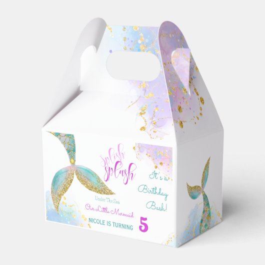 Splish splash zeemeermin verjaardags bash bedankdoosjes (Achterkant)